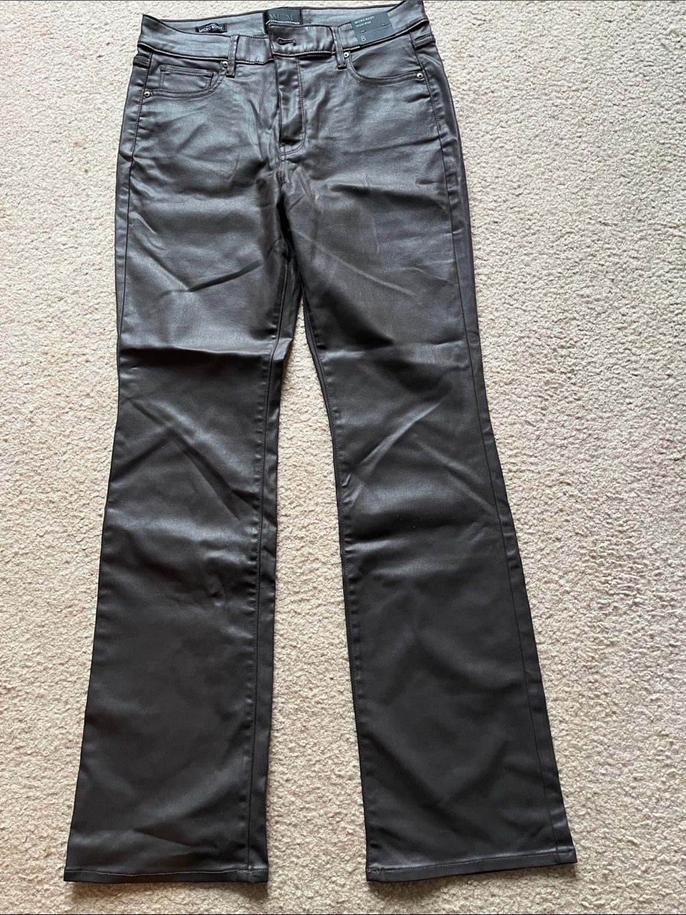Women’s Dark Brown Faux Leather Flare Jeans